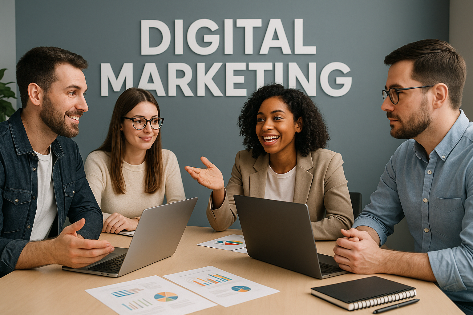 Modern digital marketing agency workspace